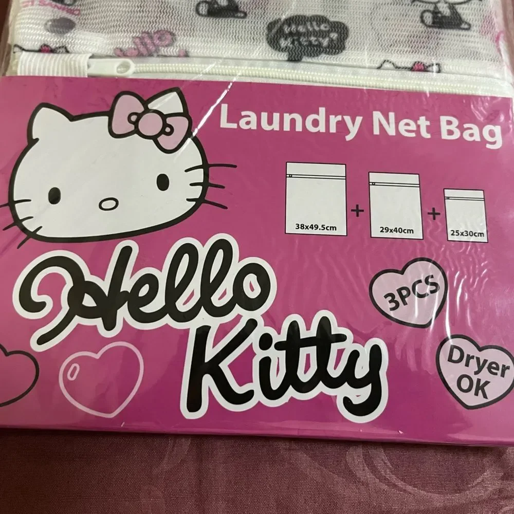2 Sets Sanrio Hello Kitty Allover Print Laundry Net Bag Pink 3pcs Storage Travel